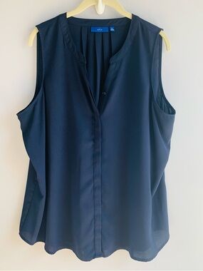 Navy Blue Sleeveless Blouse Top Apt. 9 Flowy Office Business Casual EUC XL